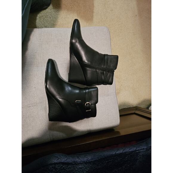 LifeStride Black Ankle Wedge Boots Size 8.5 Dressy Heel Booties Comfort Shoes - Picture 3 of 9